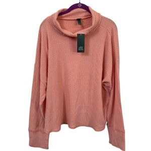 Wild Fable Peach Waffle Knit Cowl Neck Thermal‎ Top 2X NWT Oversized Cozy Basic